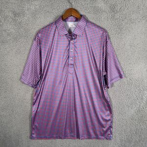 Collars & Co Polo Shirt Mens XL Gingham Dress Collar Performance Stretch Golf